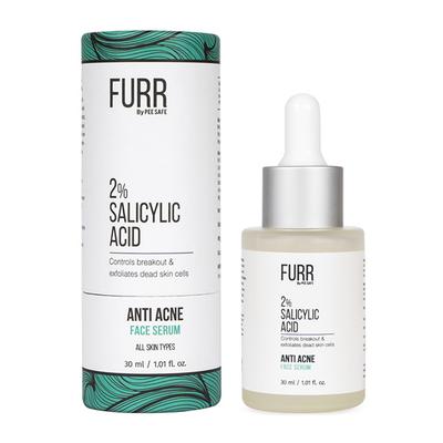 FURR By Pee Safe 2% Salicylic Face Serum For Acne Marks & Blemishes Controls Breakouts & Exfoliates Dead Skin Cells 30 ml - Face Gels