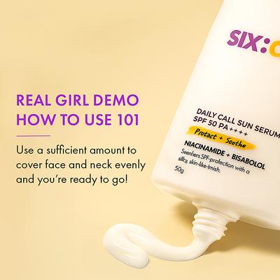 Sixam Glow Daily Call Sun Serum SPF 50 PA++++ with Niacinamide & Bisabolol, Weightless Sunscreen 50 ml - Body Sunscreen