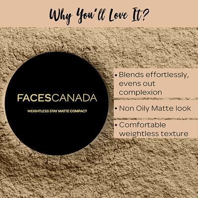 Faces Canada Weightless Matte Finish Compact Powder - Natural 02 9gm - Compact Powder