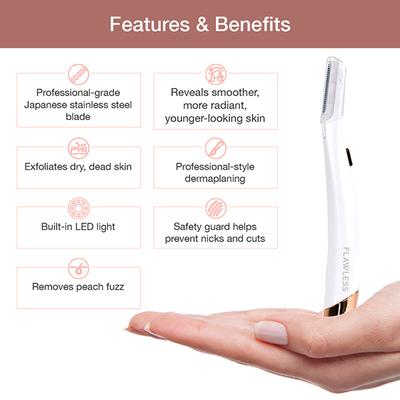 Flawless Finishing Touch Dermaplane Glow Facial Hair Remover - Hair Removal Accessories