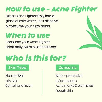 Plix The Plant Fix Acne Fighter 15 Effervescent Tablets 500Mg, And Face Serum Combo For Unisex 30 ml - Face Gels