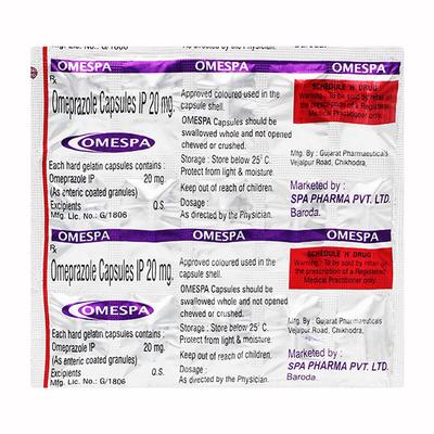 OMESPA 20 Capsule 15's - Ulcer/Reflux/Flatulence-Aaa