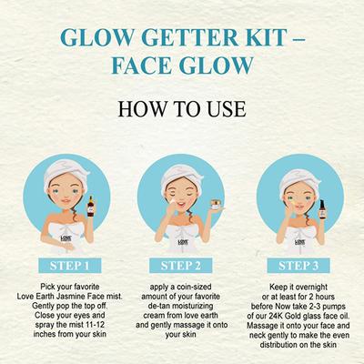 Love Earth Glow Getter Kit - Face Glow with Essential Oils And Herbal Extracts 180 gm - Face Serum
