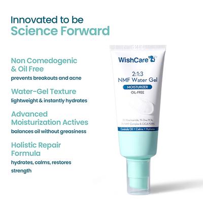 Wishcare 2.1.3 NMF Oil Free Water Gel Moisturizer for Oily & Acne Prone Skin with Niacinamide (50ml) - Face Moisturizers