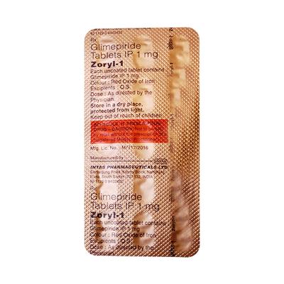 Zoryl 1mg Tablet 15'S - Diabetes-Ant