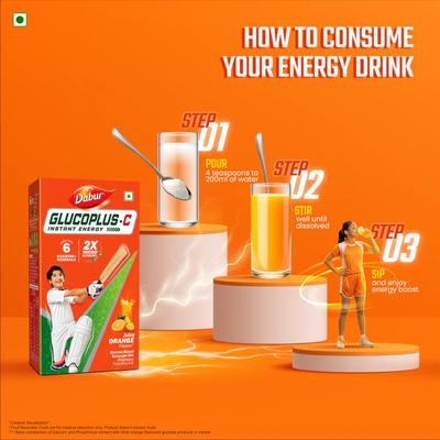 Dabur Glucoplus-C Instant Energy With Juicy - Orange Flavour 1 Kg + Free Luxor Art Kit Worth Rs 110 - Energy Drinks