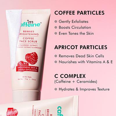 Mcaffeine Berries Brightening Coffee Face Scrub For Glow Exfoliating and Tan Removal Scrub 75 gm - Scrubs & Exfoliants