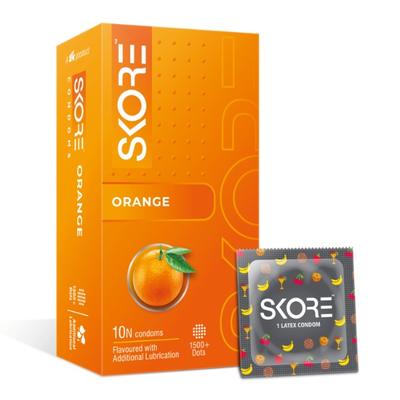 Skore 1500+ Raised Dots Condoms - Orange 10's - Plain/Flavoured Condoms