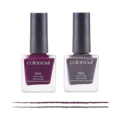 Colorsoul Bliss Vegan Nail Enamel, Iris Tint, Grey Crest, B10, B23 (Pack of 2 x 8 ml) 1's - Nail Polish