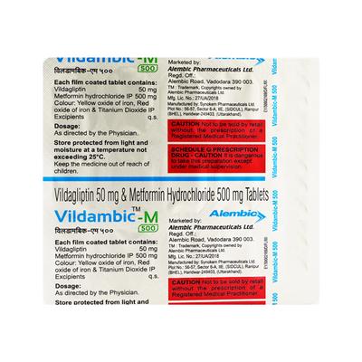 VILDAMBIC M 500 Tablet 15's - Diabetes-Ant