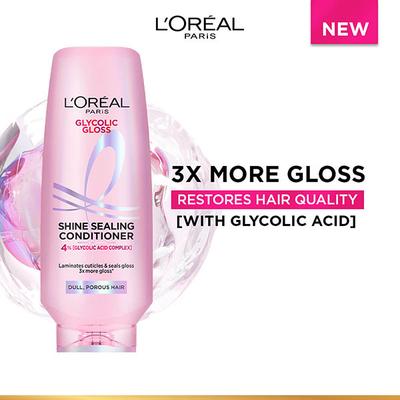 Loreal Paris Glycolic Gloss Conditioner, With Glycolic Acid, For Dull Hair, Seals 3X Gloss 340 ml - Conditioners