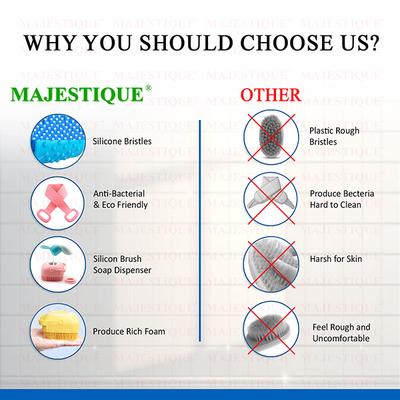 Majestique Silicone Body Scrubber with Bath Belt, Suitable for All Skin Cleaning - Multicolor 1's - Bath Tools