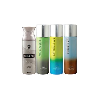 Ajmal 1 Silver Shade, 1 Nightingale, 1 Distraction And 1 Magnetize Deodorants Pack of 4 200 ml - Deodorants/Roll-Ons
