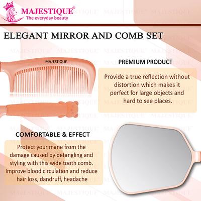 Majestique Elegant Mirror and Comb, Heat Resistant Detangling Comb, Hand Mirror - 2Pcs/Multicolor 1's - Hair Combs