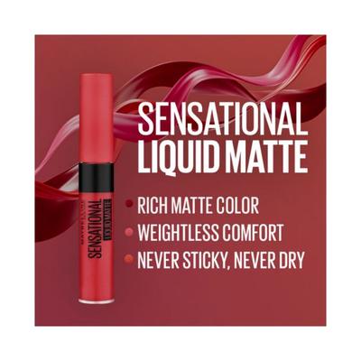 Maybelline New York Sensational Liquid Matte 03 Flush It Red 7 ml - Lipsticks