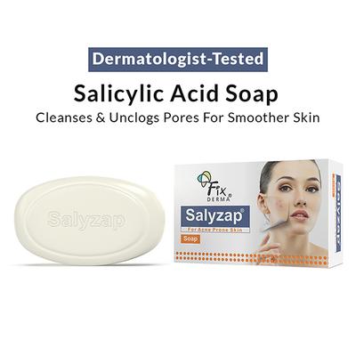 Fixderma Salyzap Soap with Salicylic Acid, Tea Tree Oil & Vitamin E, Acne Soap for Oily Skin 75 gm - Soaps