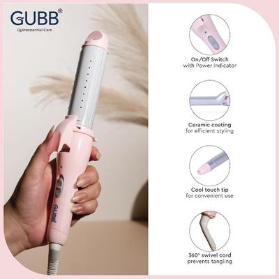 GUBB 2 In 1 Hair Curler & Straightener with Ceramic Coated Plates - (GB-007) Pink 1's - Multi-Stylers