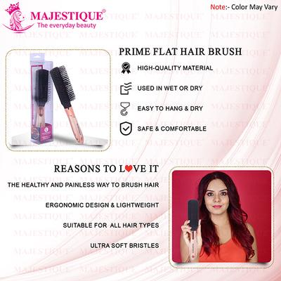 Majestique Prime Black Hair Brush 8 Row Flat Series, Bio-Friendly Detangling Brush 1's - Hair Brushes