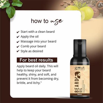 Globus Naturals Beard Oil, Enriched with Amla Reetha Erand & Sesame Oil 50 ml - Face Oils