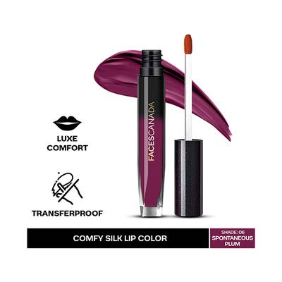 Faces Canada Comfy Silk Liquid Lip Color with Mulberry Oil & Vitamin E Spontaneous Plum 06 3ml - Liquid Lipsticks