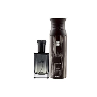 Ajmal Carbon EDP Citrus Spicy Perfume And Carbon Homme Deodorant Citrus Spicy Fragrance 300 ml - Men Perfumes (Edt/Edp)