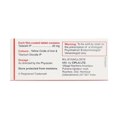 Tadacip 20mg Tablet 4'S - Impotence/Erectile Dysfunction (Ed)