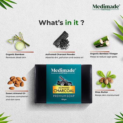 Medimade Activated Charcoal Premium Soap 100 gm - Soaps