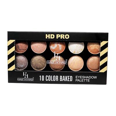 Half N Half HD Pro 10 Colour Baked Eyeshadow Palette, Multicolour - 01 18 gm - Eye Shadow Palettes