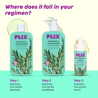 PLIX Rosemary Anti Hairfall Regime Combo of 3% Redensyl Serum, Advanced Shampoo & Conditioner 450 ml - Dry Shampoos & Conditioners