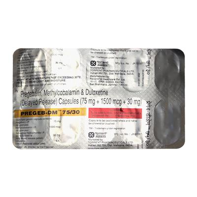 PREGEB DM 75/30 Capsule 10's - Neuropathic Pain-Dru