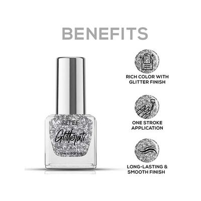 RENEE Glitterati Nail Paint - Silver Confetti 10 ml - Nail Polish