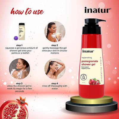 Inatur Pomegranate Shower Gel 350 ml - Shower Gels & Body Wash