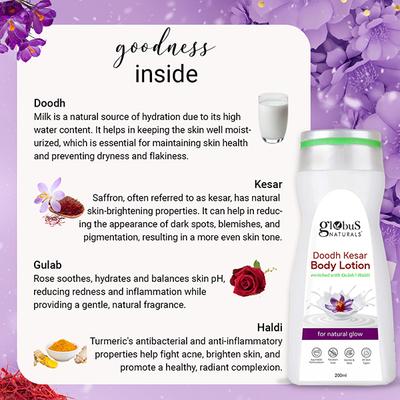 Globus Naturals Doodh Kesar Body Lotion, Enriched with Gulab and Haldi, for Natural Glow, 200ml each 2's - Creams, Lotions & Oils