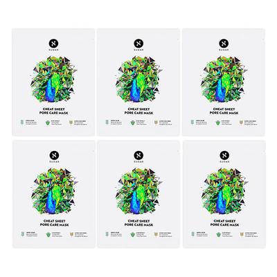 SUGAR Cosmetics Cheat Sheet Pore Care Mask (Pack of 6) 25 gm - Sheet Masks