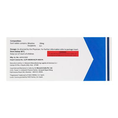 BILAXTEN 20 Tablet 20's - Allergies-Ant