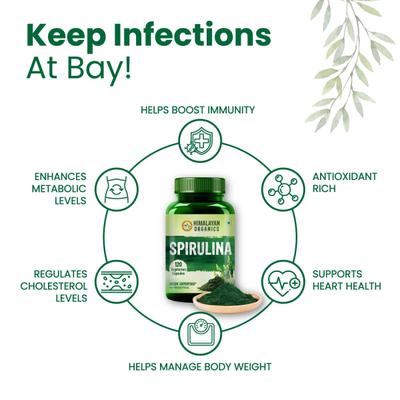 Himalayan Organics Spirulina Vegetarian capsule 120's - Herbal Dietary Supplement