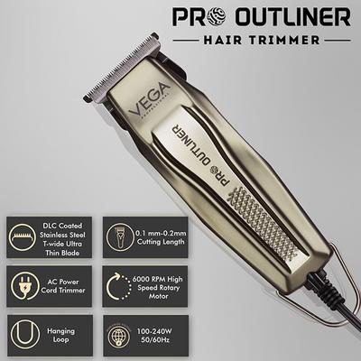 VEGA Professional Pro Outliner Hair Trimmer with DLC Coated Japanese Stainless Steel, (VPPHT-01) 1's - Trimmers