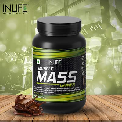 INLIFE Muscle Mass Gainer with Whey Protein Powder Chocolate Flavor 1 kg - Whey Proteins