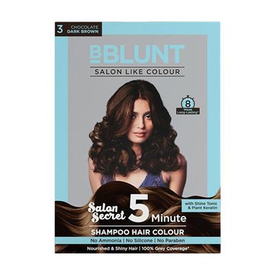 BBlunt Chocolate Dark Brown 5 Minute Shampoo Hair Colour for 100percent Grey Coverage 20ml each 5's - Shampoos