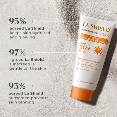 La Shield FISICO SPF 50+ & PA+++ Matte Sunscreen Gel 50 gm - Face Sunscreen
