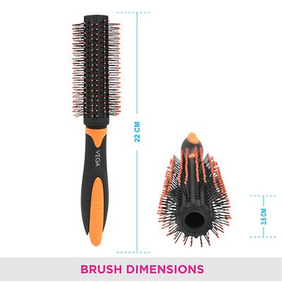Vega Round Hair Brush With Clip For Men & Women, Volumizing Tool For Curls & Blow Dry, (E20-Rb) - Hair Brushes