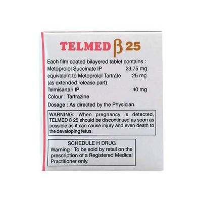 Telmed Beta 25mg Tablet 10'S - Hypertension-Ana