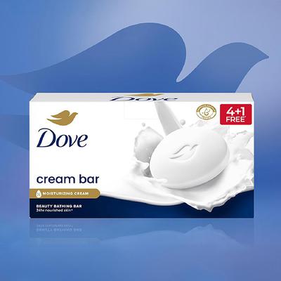 Dove Cream Beauty Bathing Bar for 24 Hour Nourished Skin with Nutrient Serum PO5 125gm each - Soaps