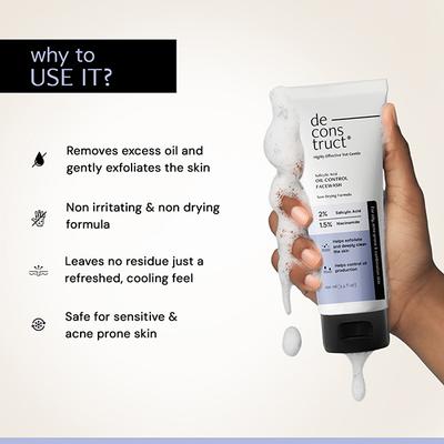 Deconstruct Salicylic Acid Oil Control Face Wash with Niacinamide 100 ml - Face Wash & Cleansers