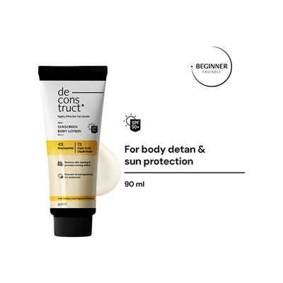 Deconstruct Detan Sunscreen Body Lotion with SPF 50+ Water resistant Body lotion UVA & UVB Protection PA ++++ 90 ml - Body Sunscreen