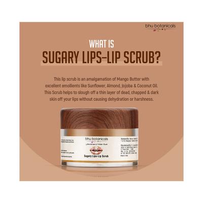 bhu botanicals Sugary LipsLip Scrub with Cane Sugar Sunflower Oil and Mango Butter 100 ml - Lip Scrubs
