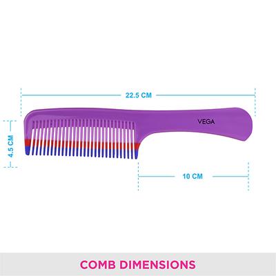 Vega Grooming Hair Comb, for Men and Women, Red (VC21264) 2's - Hair Combs