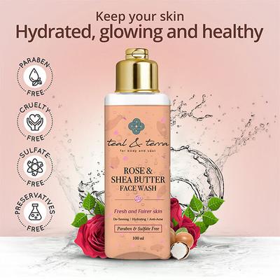 Teal & Terra Rose And Shea Butter Face Wash 100 ml - Face Wash & Cleansers