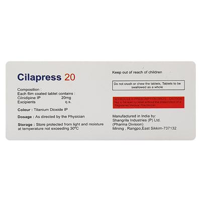 CILAPRESS 20 Tablet 10's - Hypertension-Cal