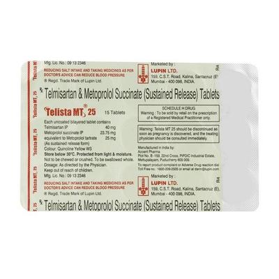 Telista MT 25mg Tablet 15'S - Hypertension-Ang